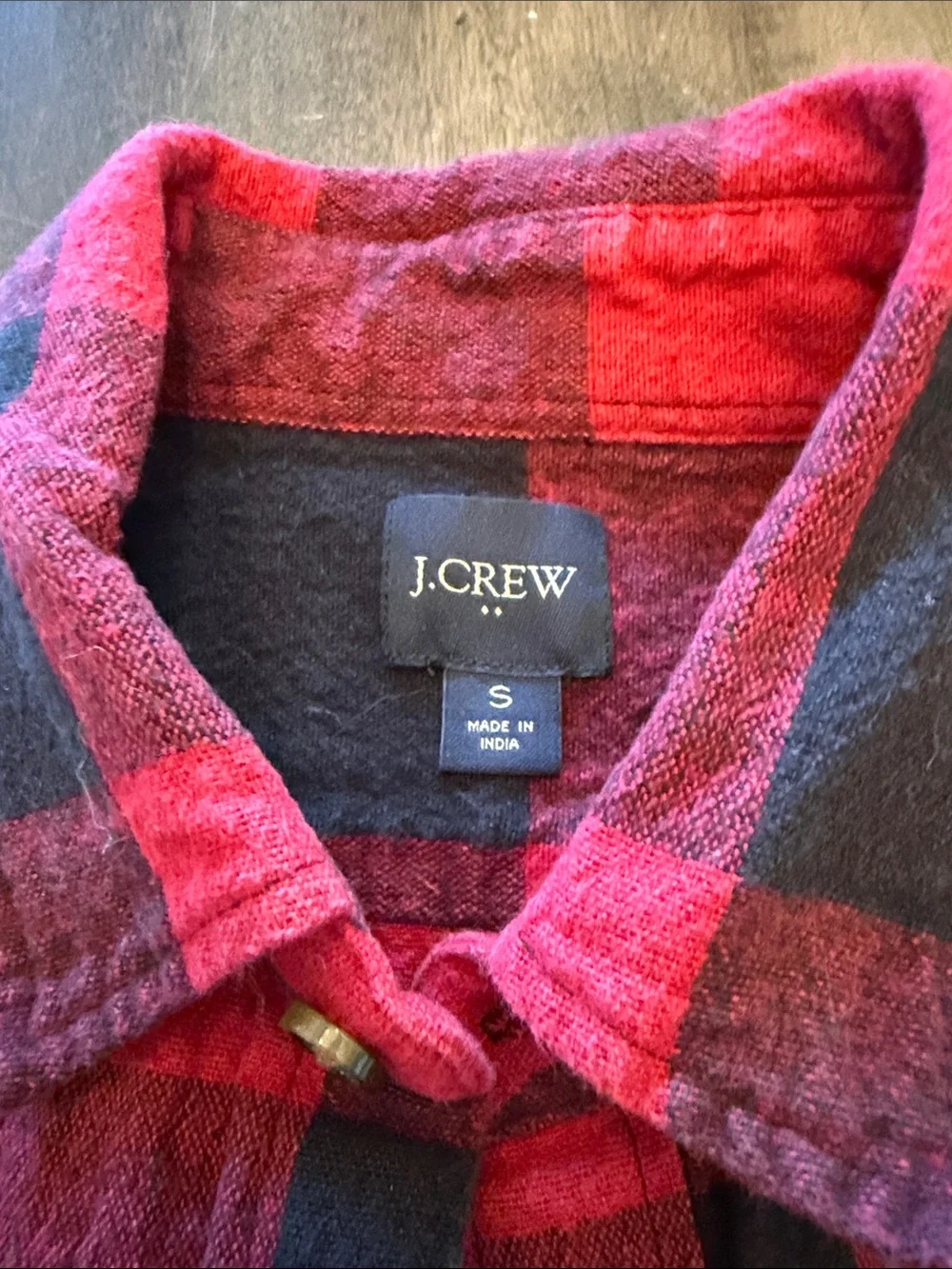 J.Crew Factory Buffalo Plaid Flannel Shirt  Elbow Patches 100% Cotton Mens Small